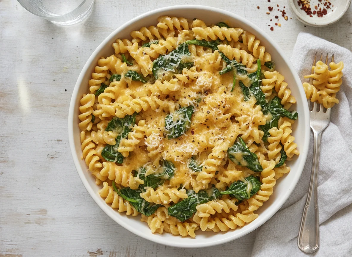 Noodles with Spinach and Cheese photo