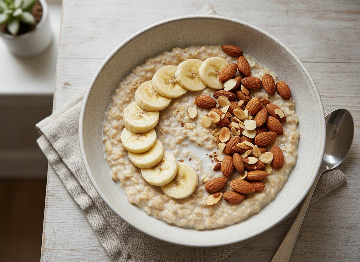 Oatmeal with Banana and Almonds photo