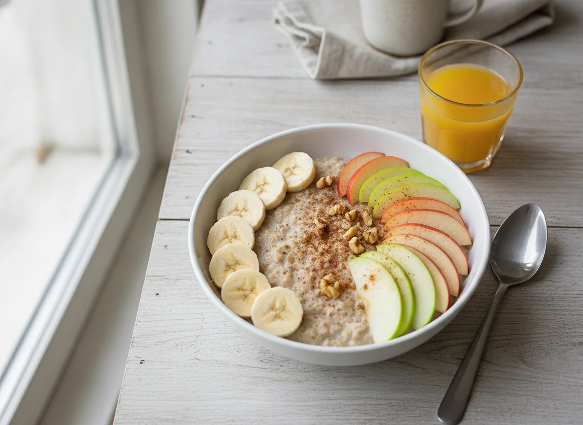 Oatmeal with Banana and Apple photo