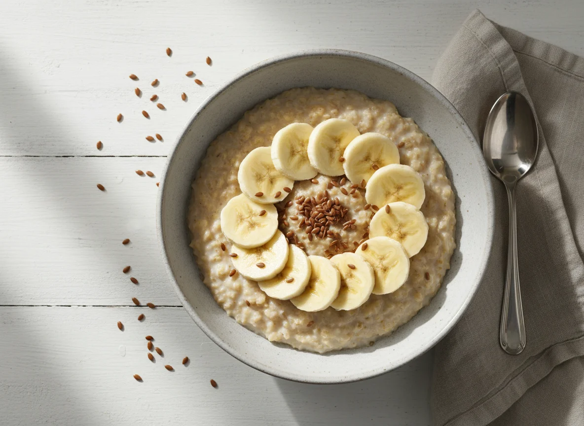 Oatmeal with Banana and Flax Seeds photo