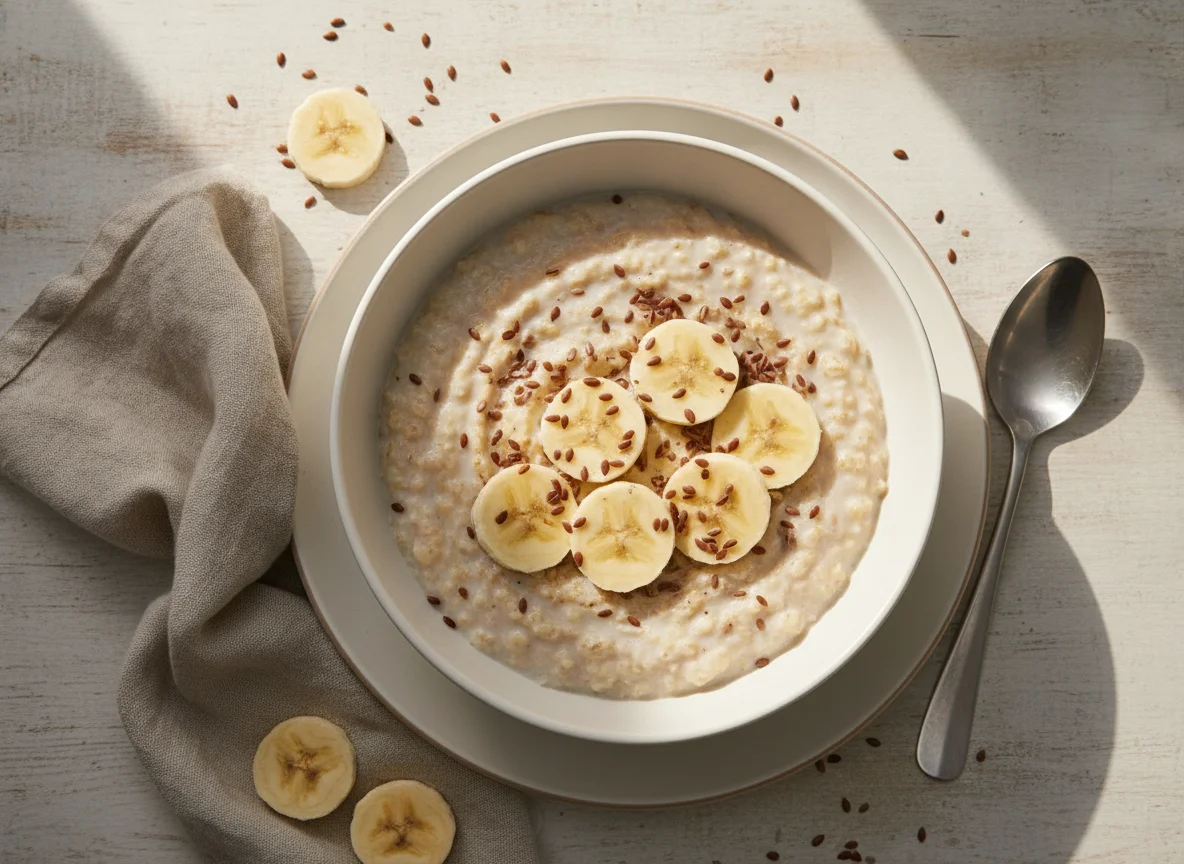 Oatmeal with Banana and Flaxseeds photo