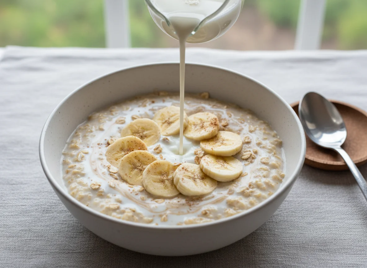 Oatmeal with Banana and Milk photo