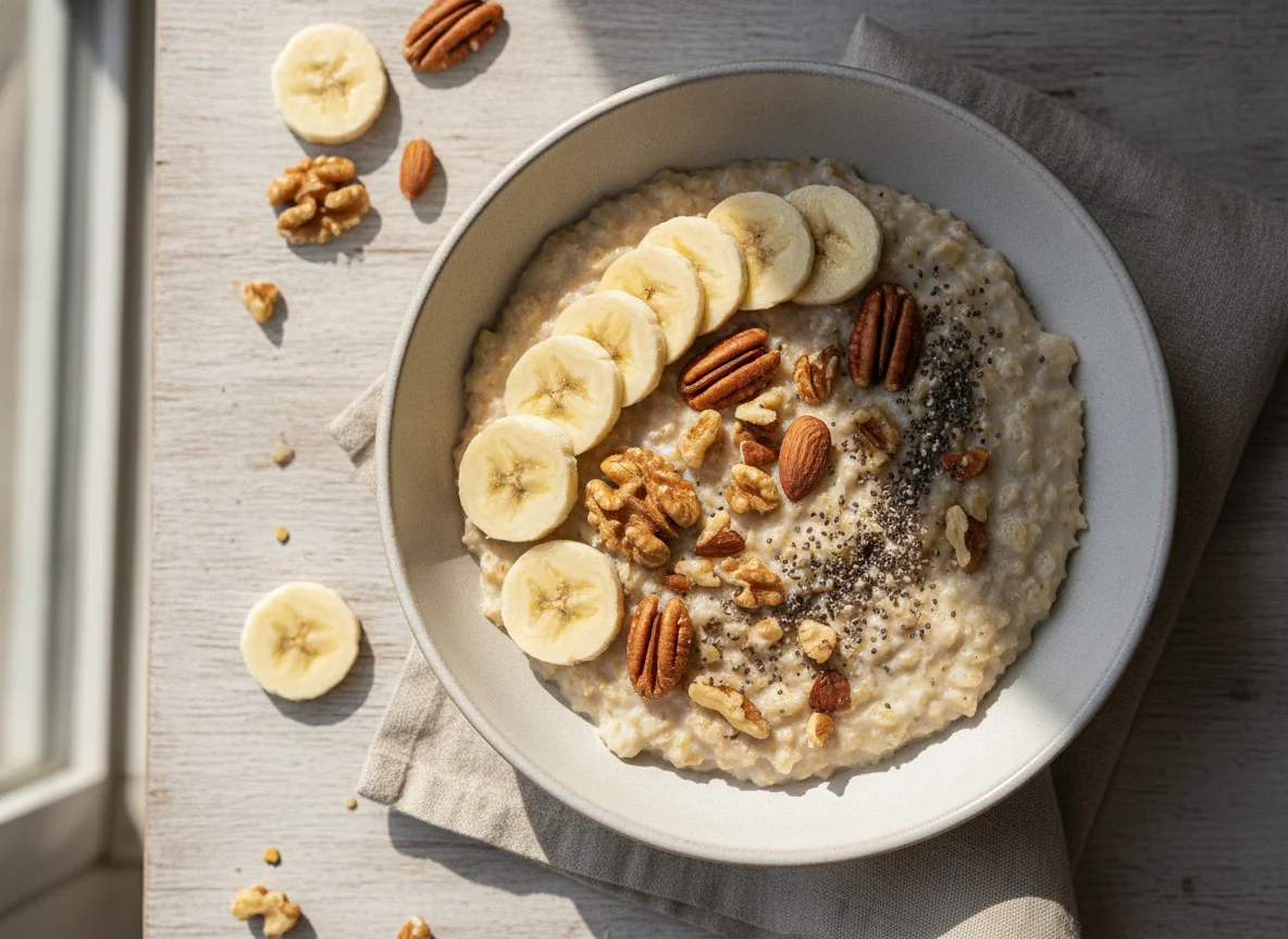 Oatmeal with Banana and Nuts photo