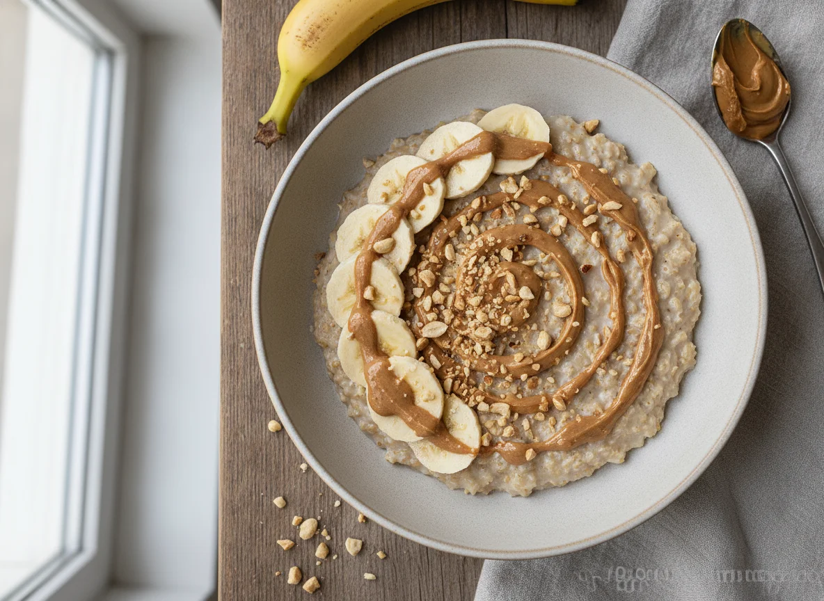 Oatmeal with Banana and Peanut Butter photo