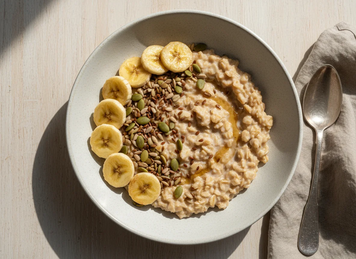 Oatmeal with Banana and Seeds photo
