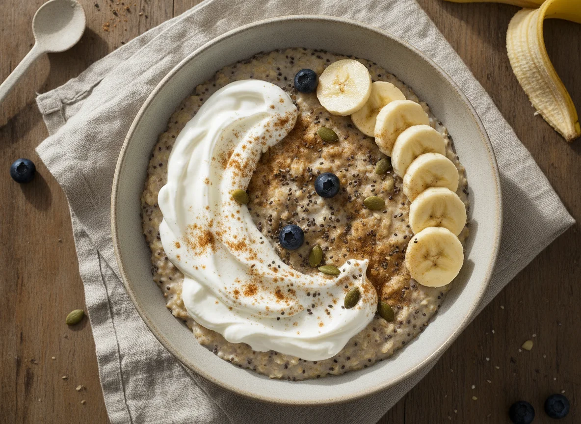 Oatmeal with Banana and Yogurt photo