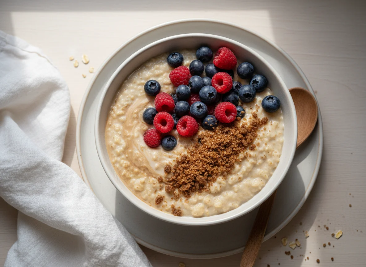 Oatmeal with Berries and Brown Sugar photo