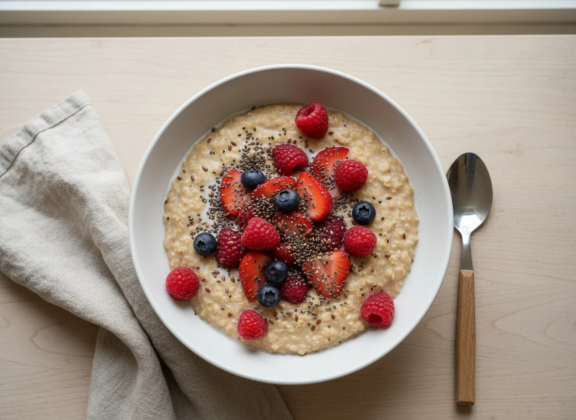 Oatmeal with Berries and Seeds photo