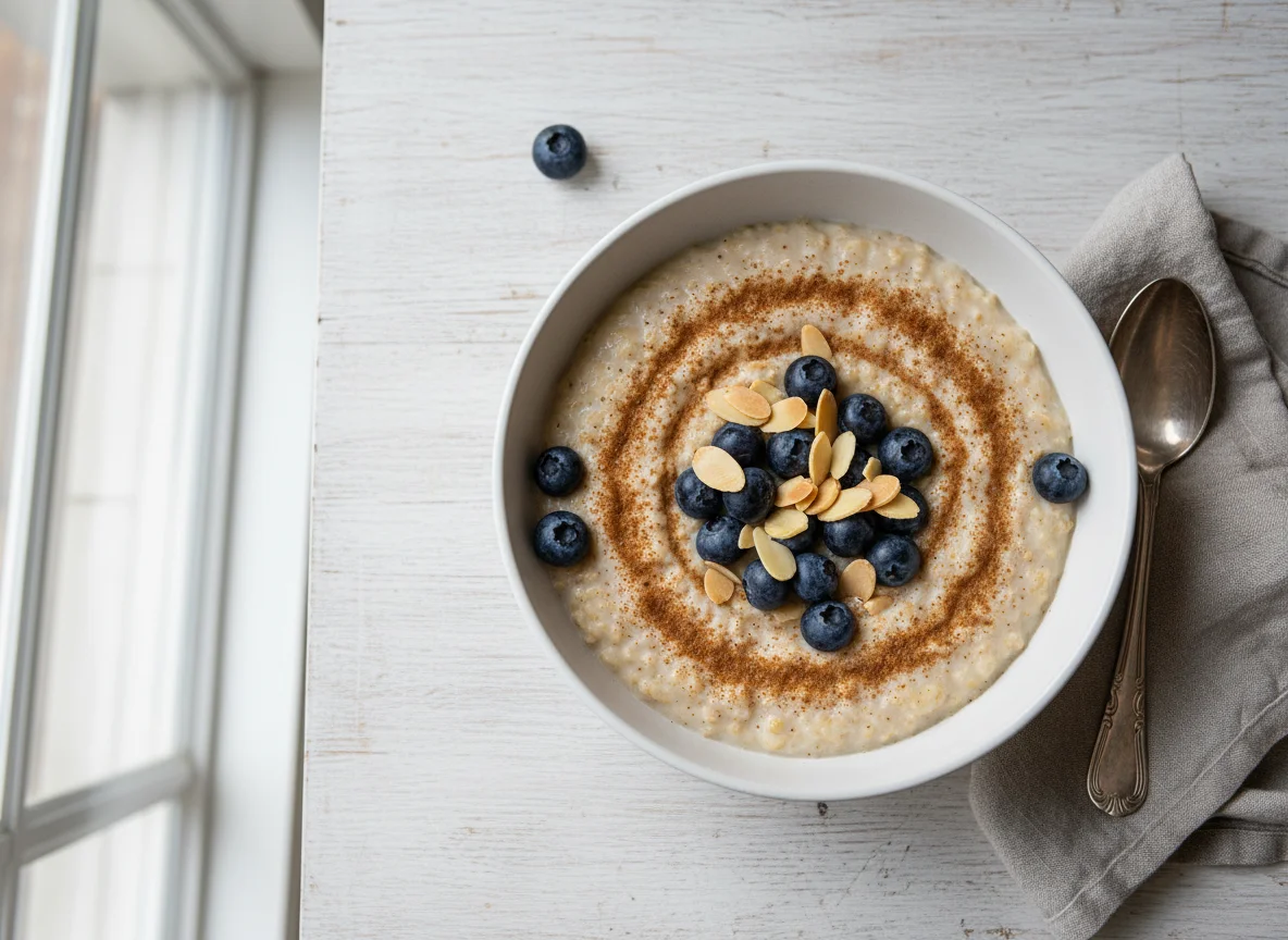 Oatmeal with Blueberries and Almonds photo