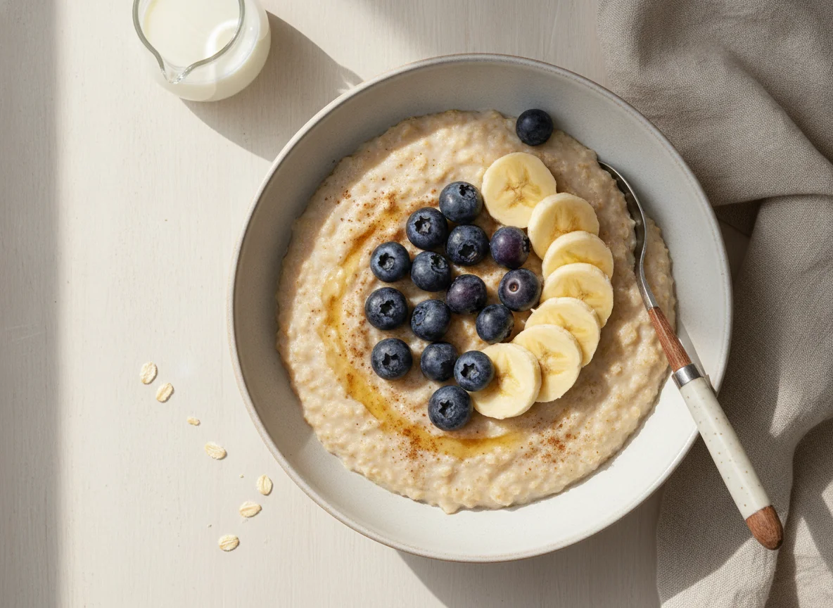 Oatmeal with Blueberries and Banana photo