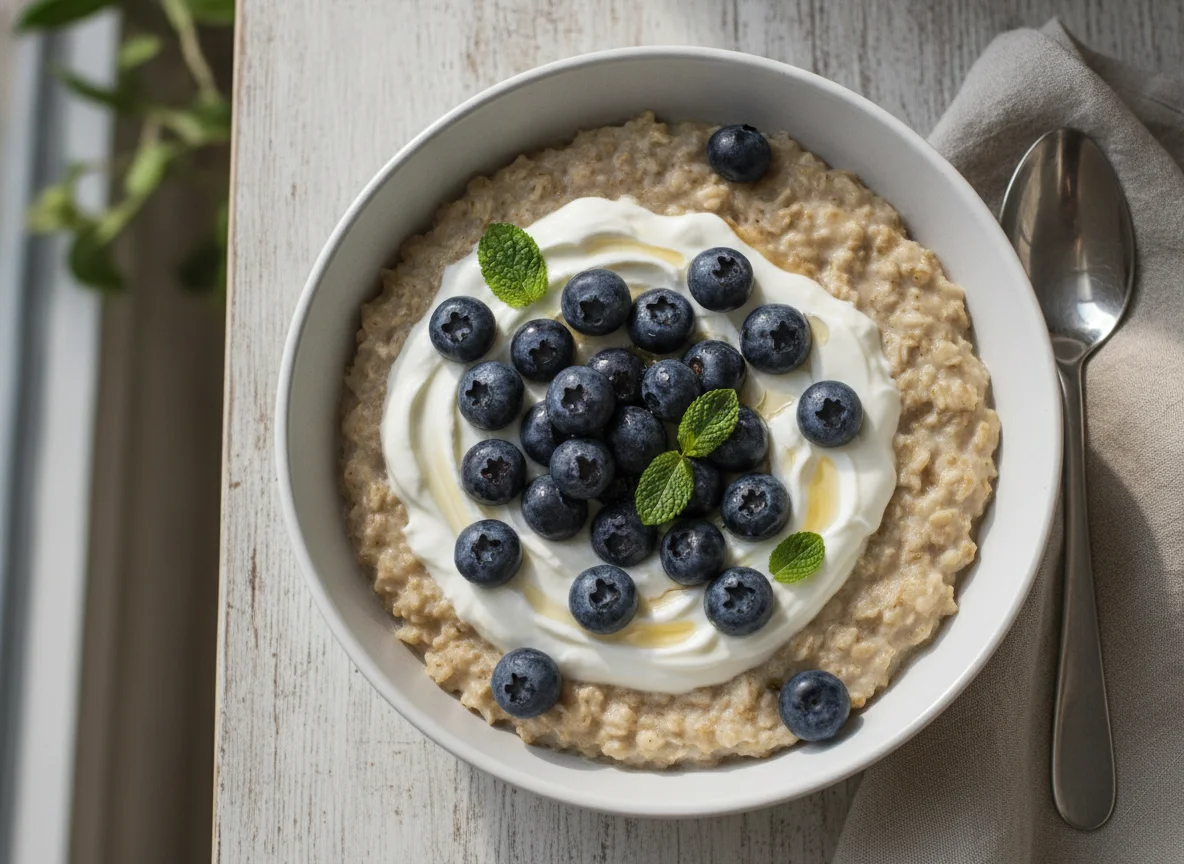 Oatmeal with Blueberries and Yogurt photo