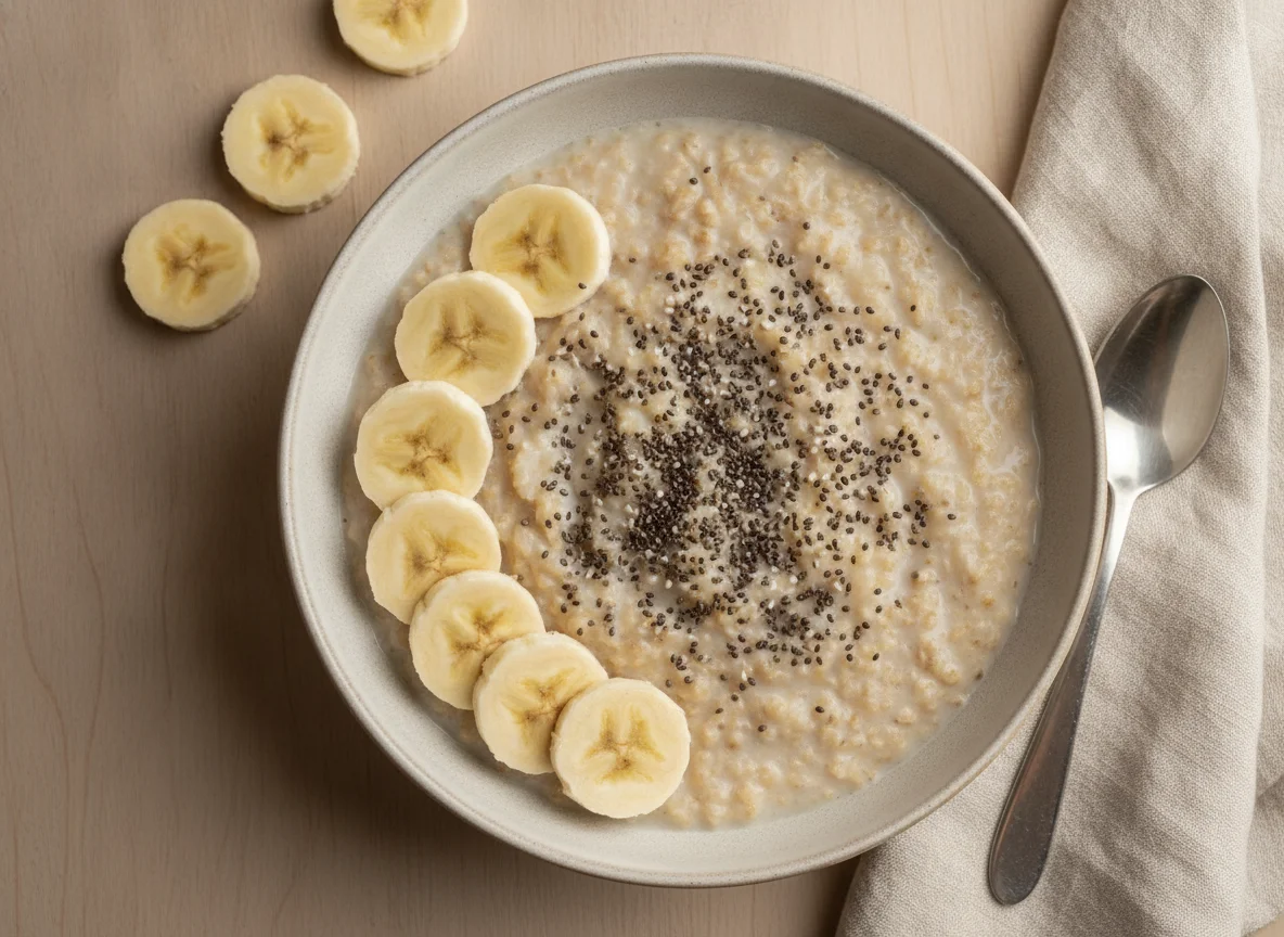 Oatmeal with Chia Seeds and Banana photo