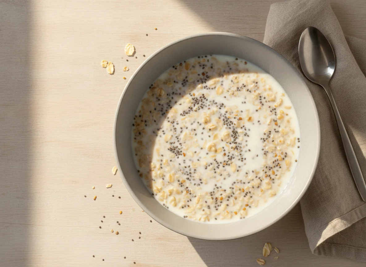 Oatmeal with Chia Seeds and Milk photo