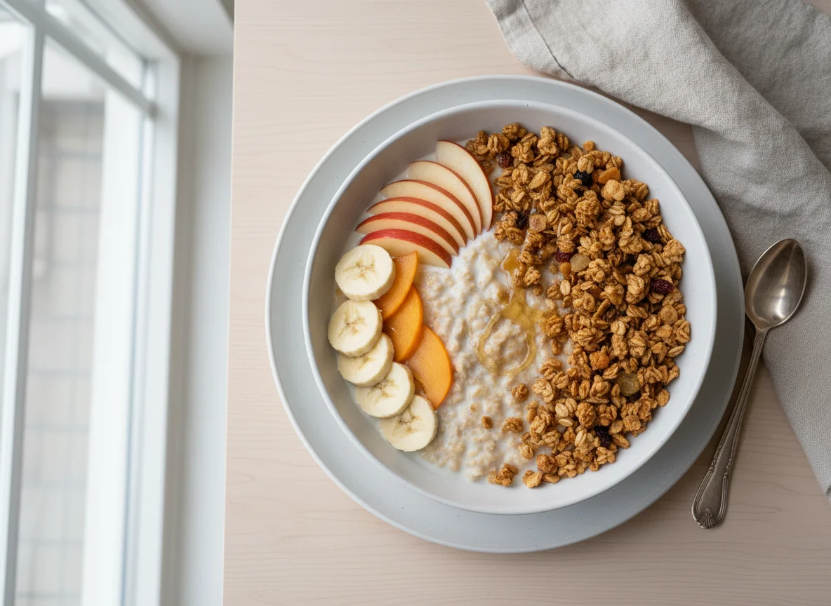 Oatmeal with Fruit and Granola photo