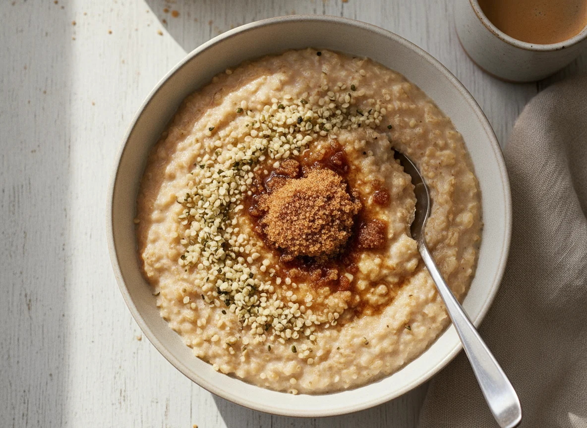 Oatmeal with Hemp Seeds and Brown Sugar photo