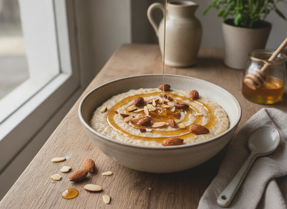 Oatmeal with Honey and Almonds photo