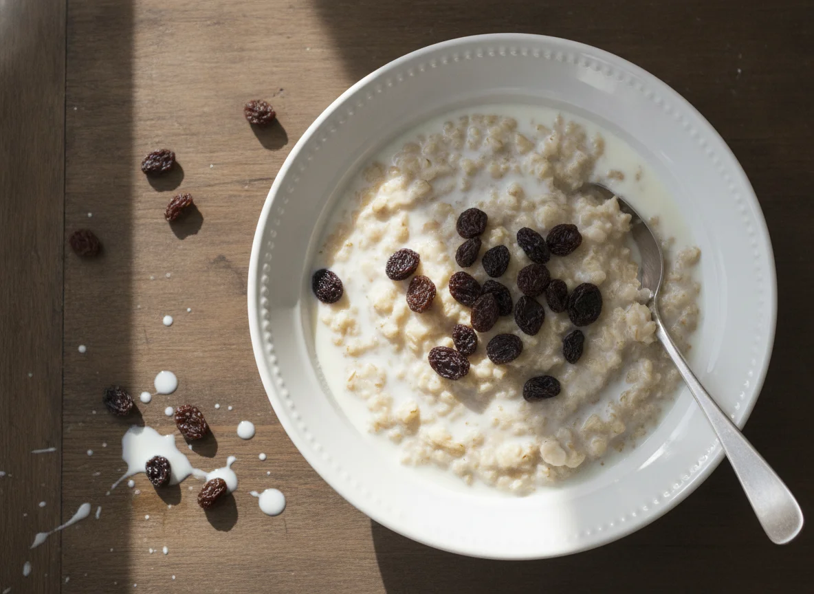 Oatmeal with Milk and Raisins photo