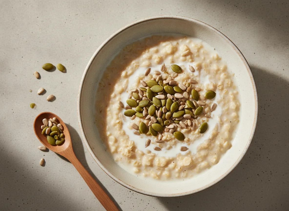 Oatmeal with Milk and Seeds photo