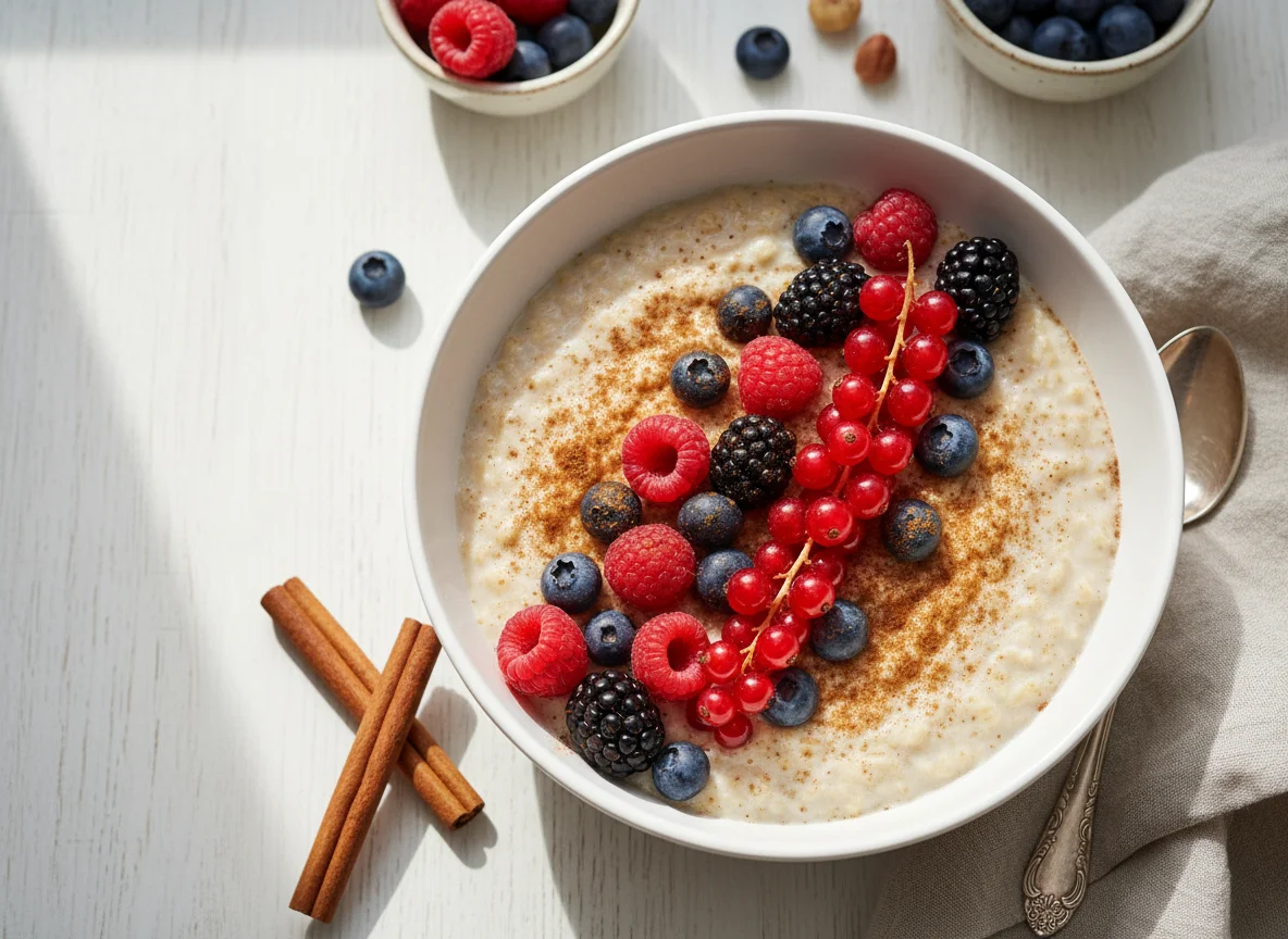 Oatmeal with Mixed Berries and Cinnamon photo