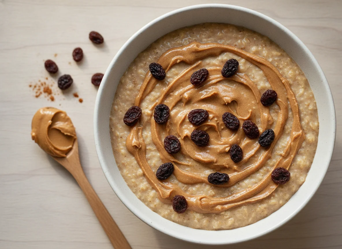 Oatmeal with Peanut Butter and Raisins photo
