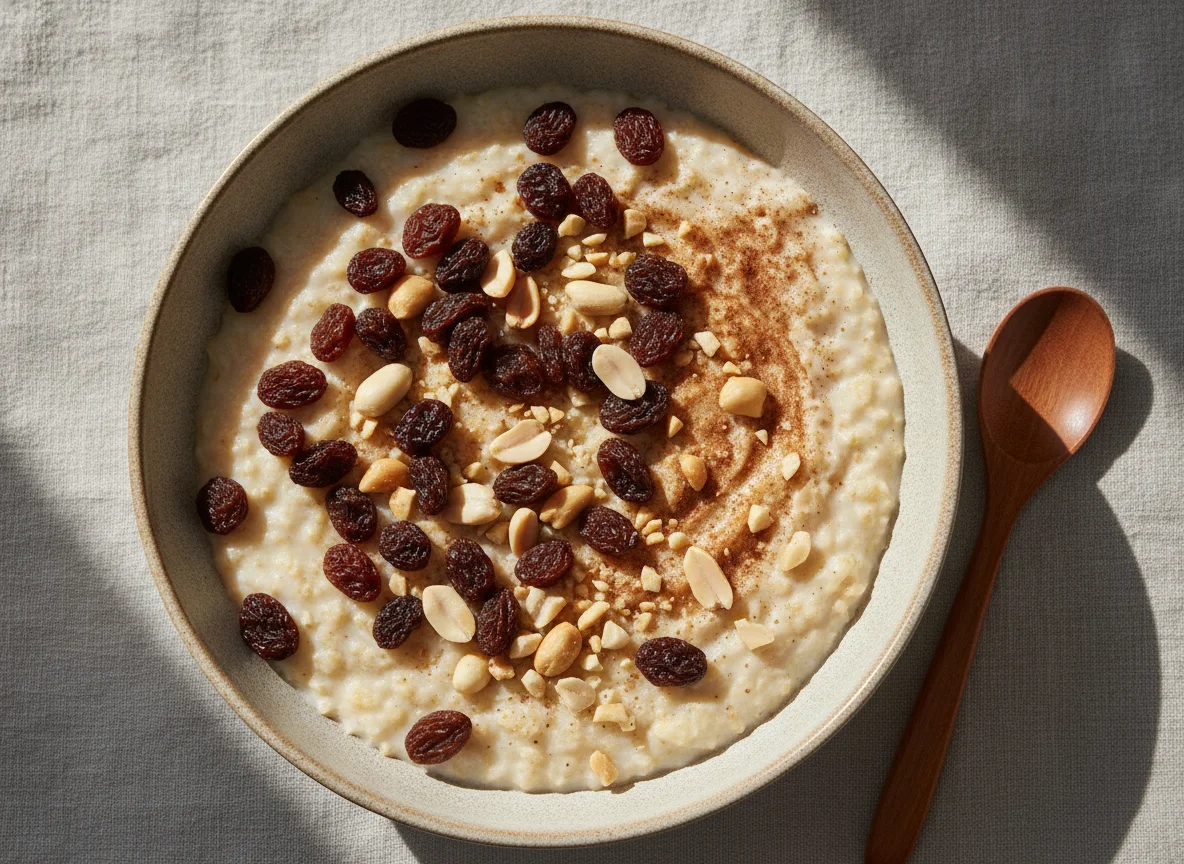 Oatmeal with Raisins and Peanuts photo