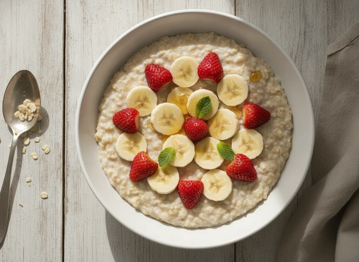 Oatmeal with Strawberries and Banana photo