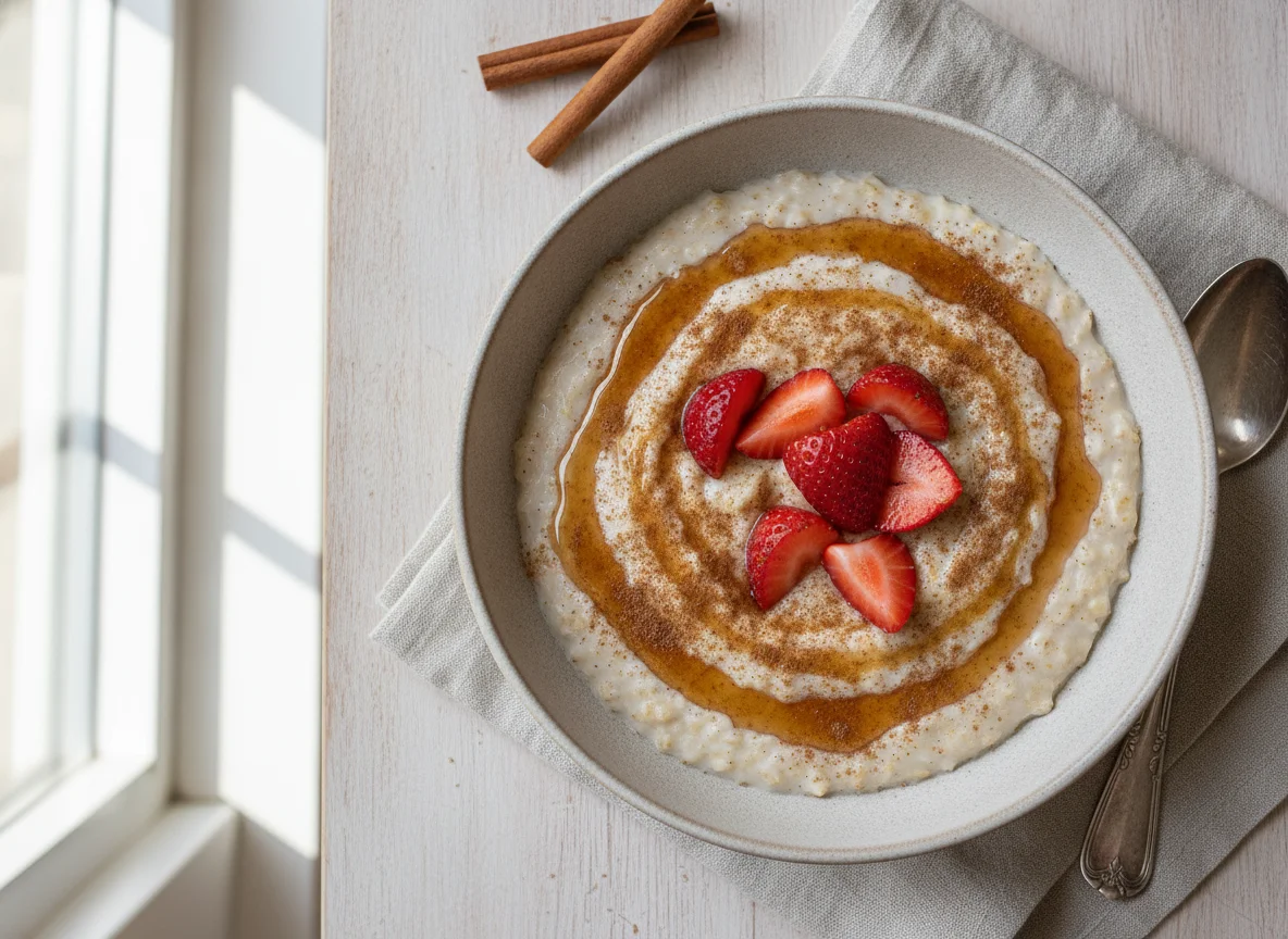 Oatmeal with Strawberries and Cinnamon photo