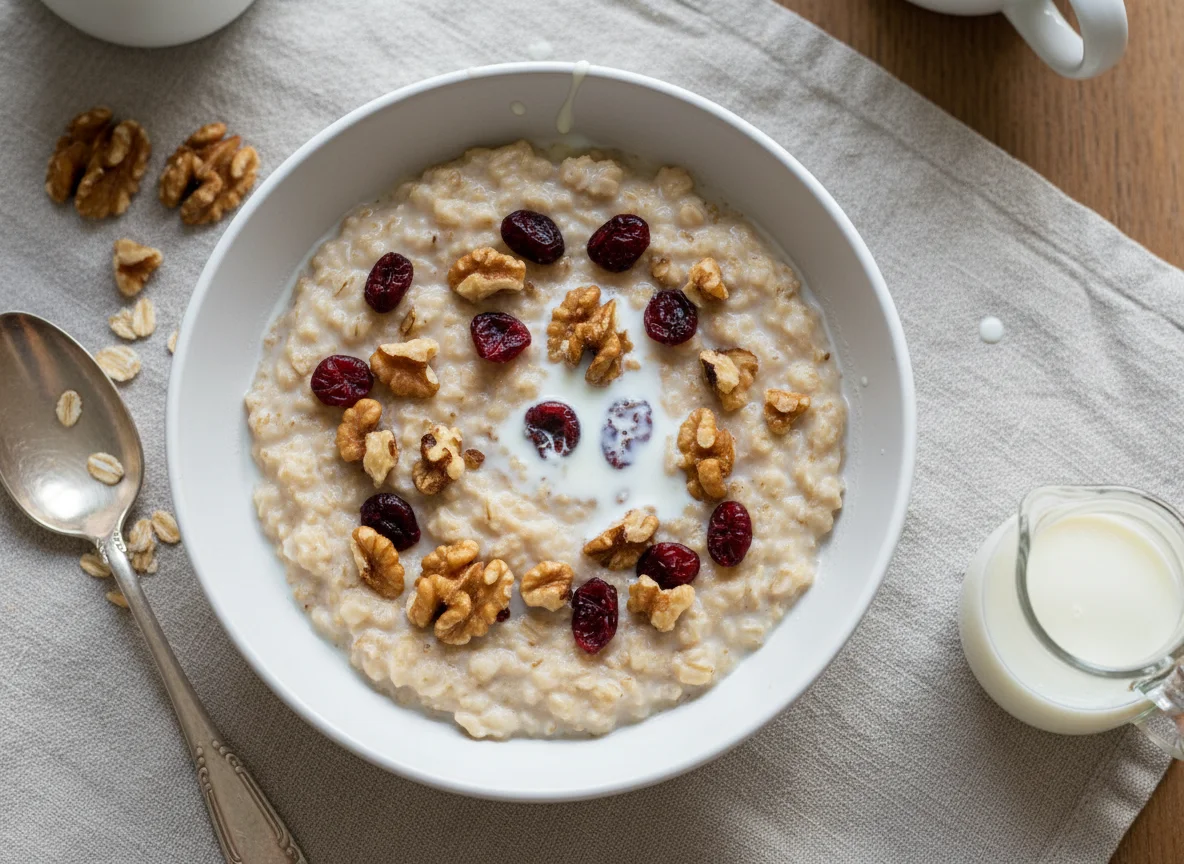 Oatmeal with Walnuts and Dried Cranberries photo