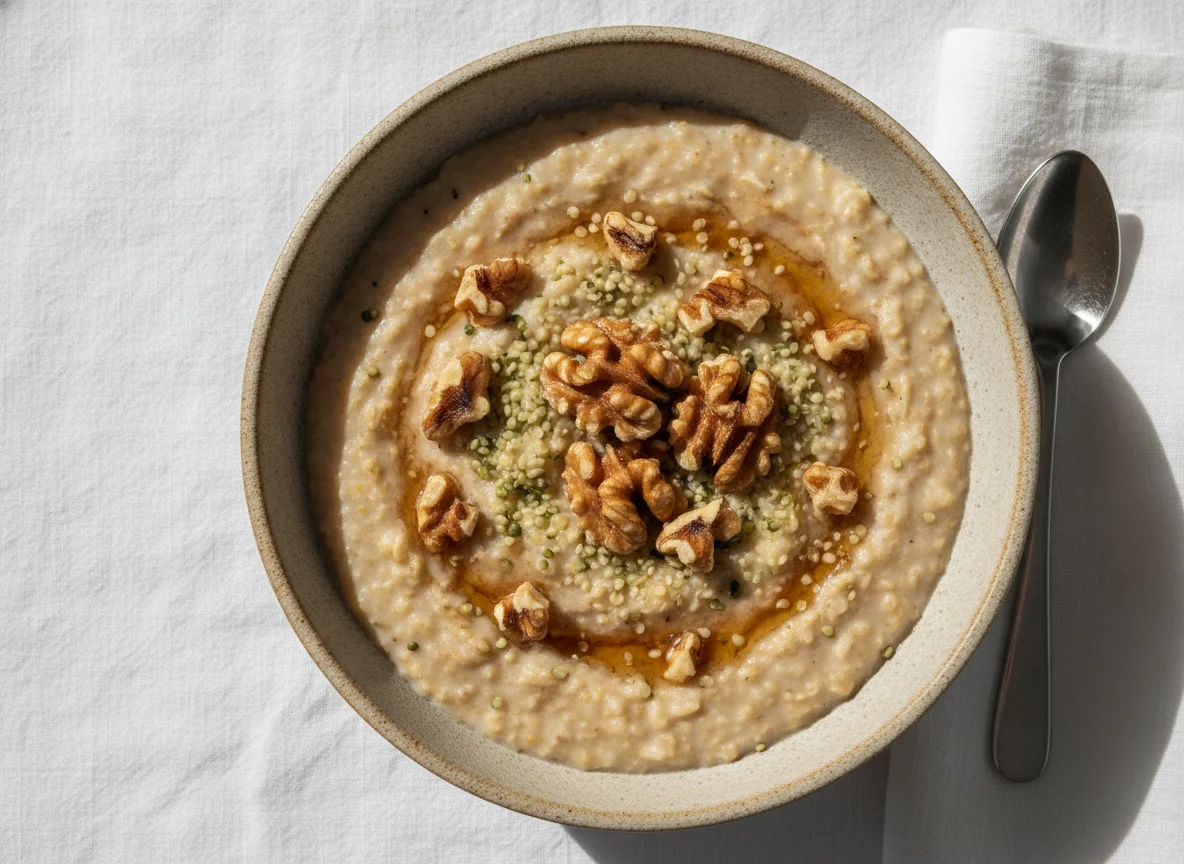 Oatmeal with Walnuts and Hemp Seeds photo
