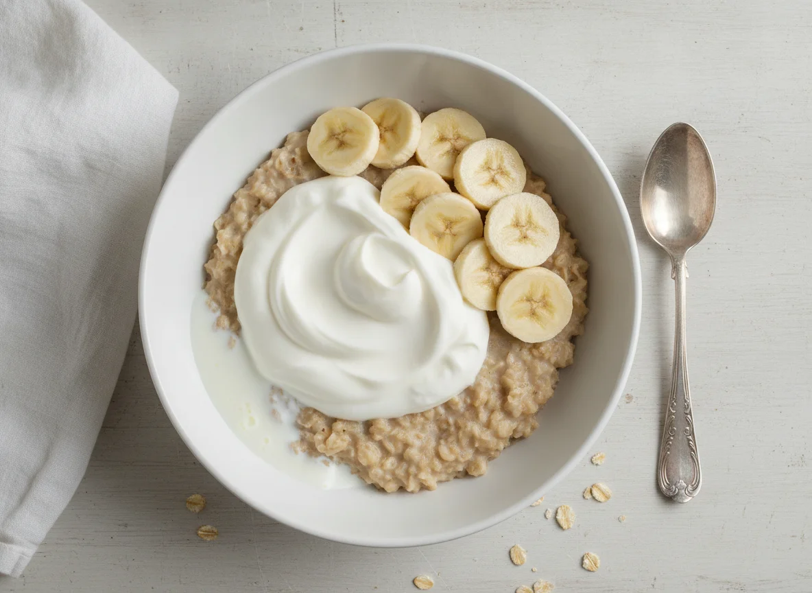 Oatmeal with Yogurt and Banana photo
