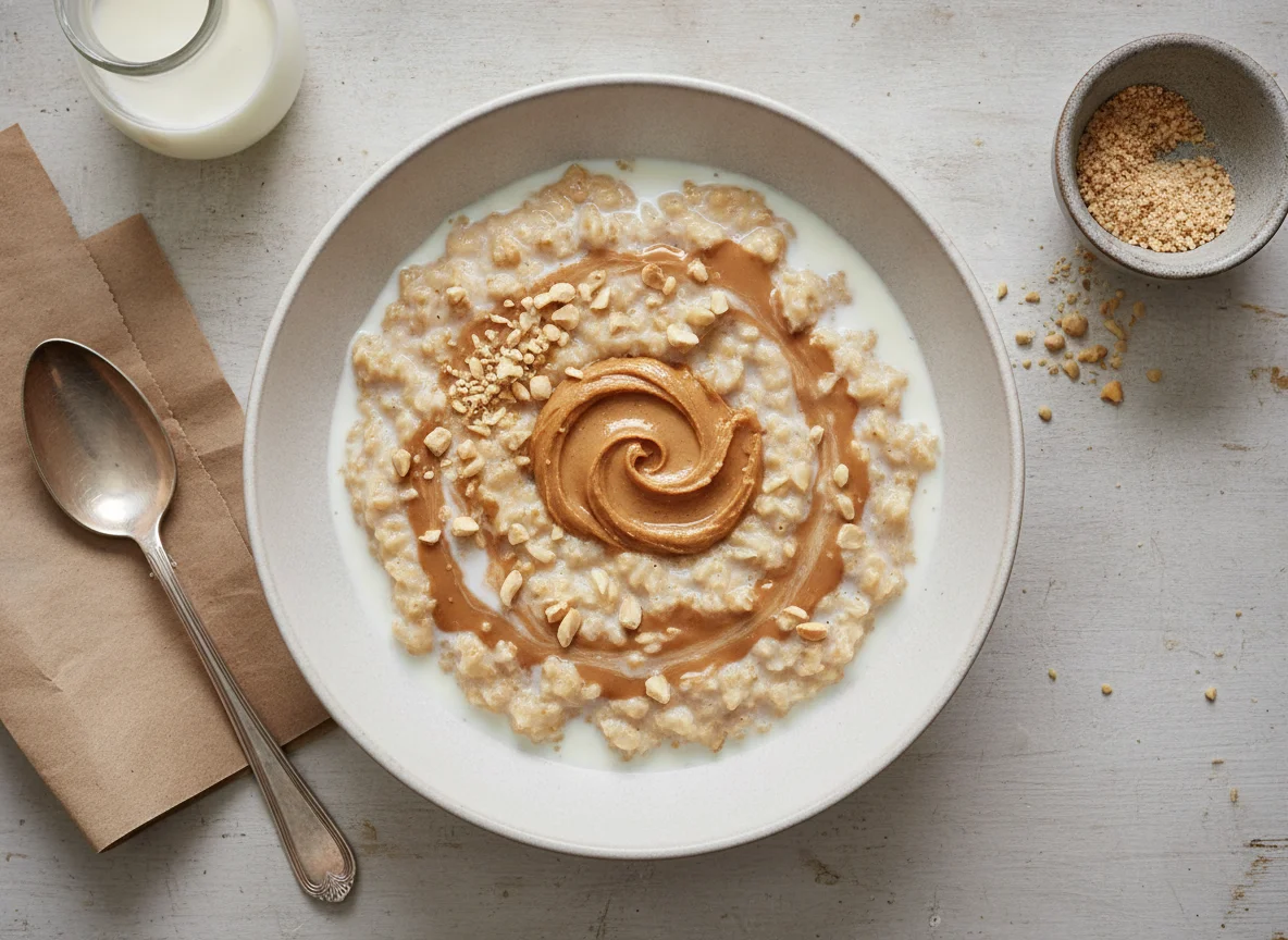 Oats with Milk and Peanut Butter photo
