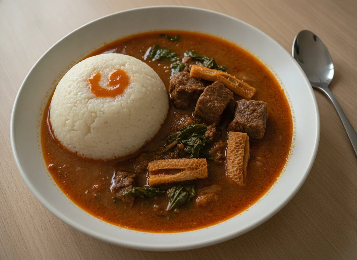 Ogbono soup with Pounded Yam photo