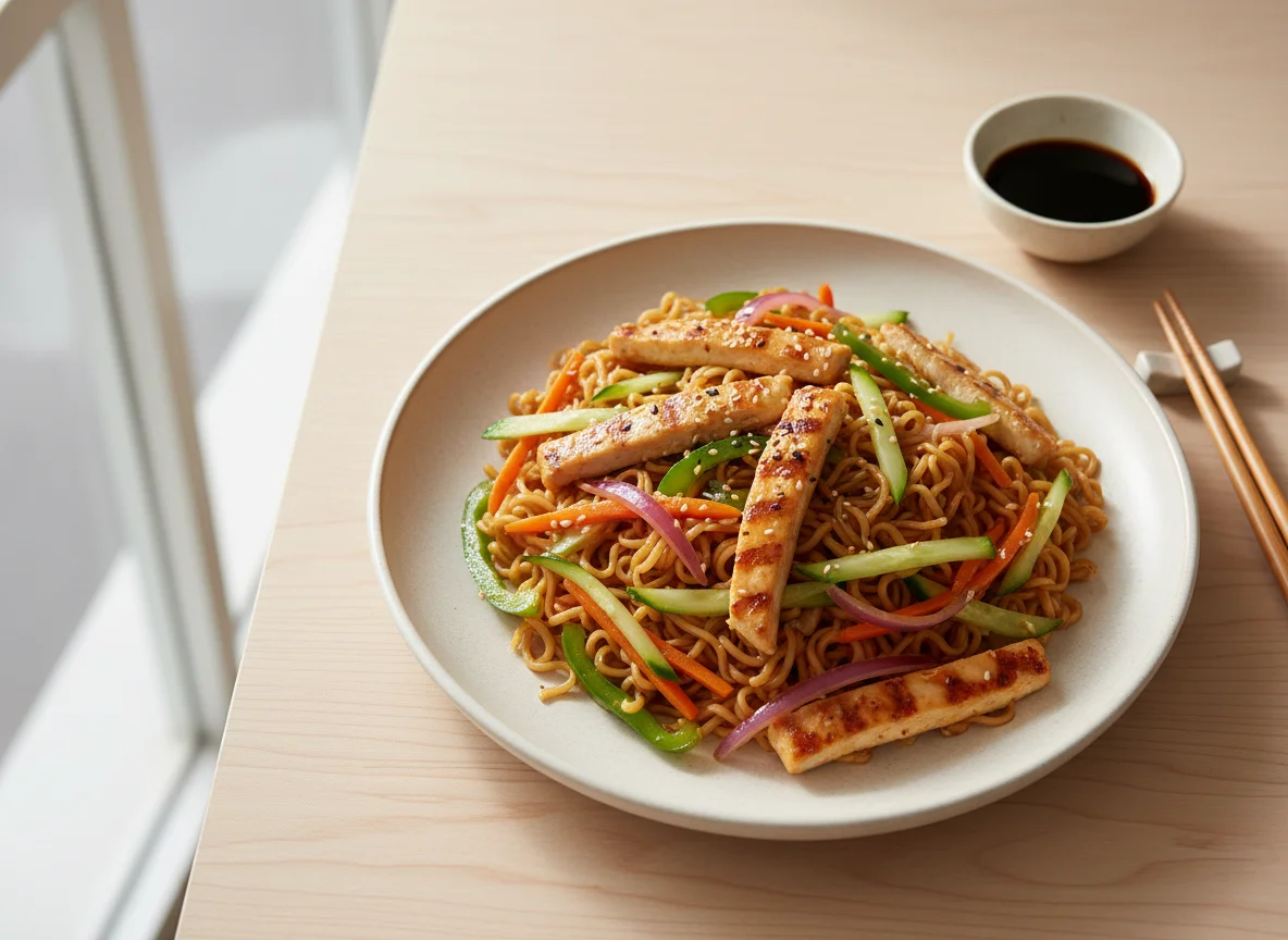 Oilless noodles stir fry photo