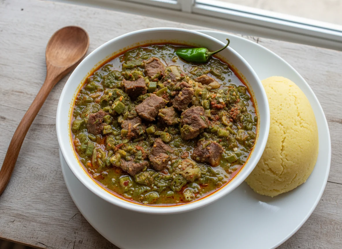 Okra Soup with Eba photo