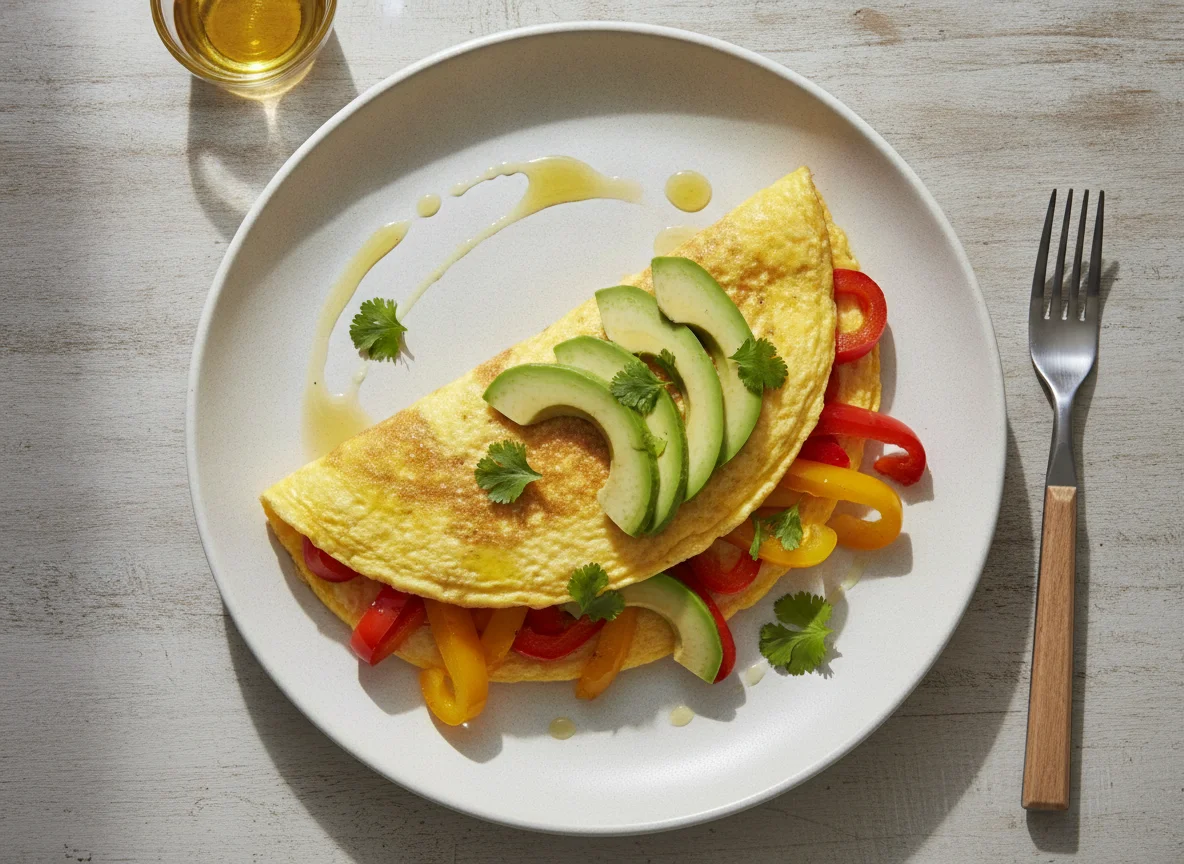 Omelet with Avocado and Sautéed Peppers photo