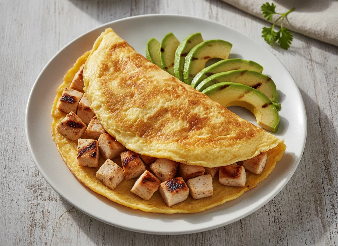 Omelet with Grilled Chicken and Avocado photo