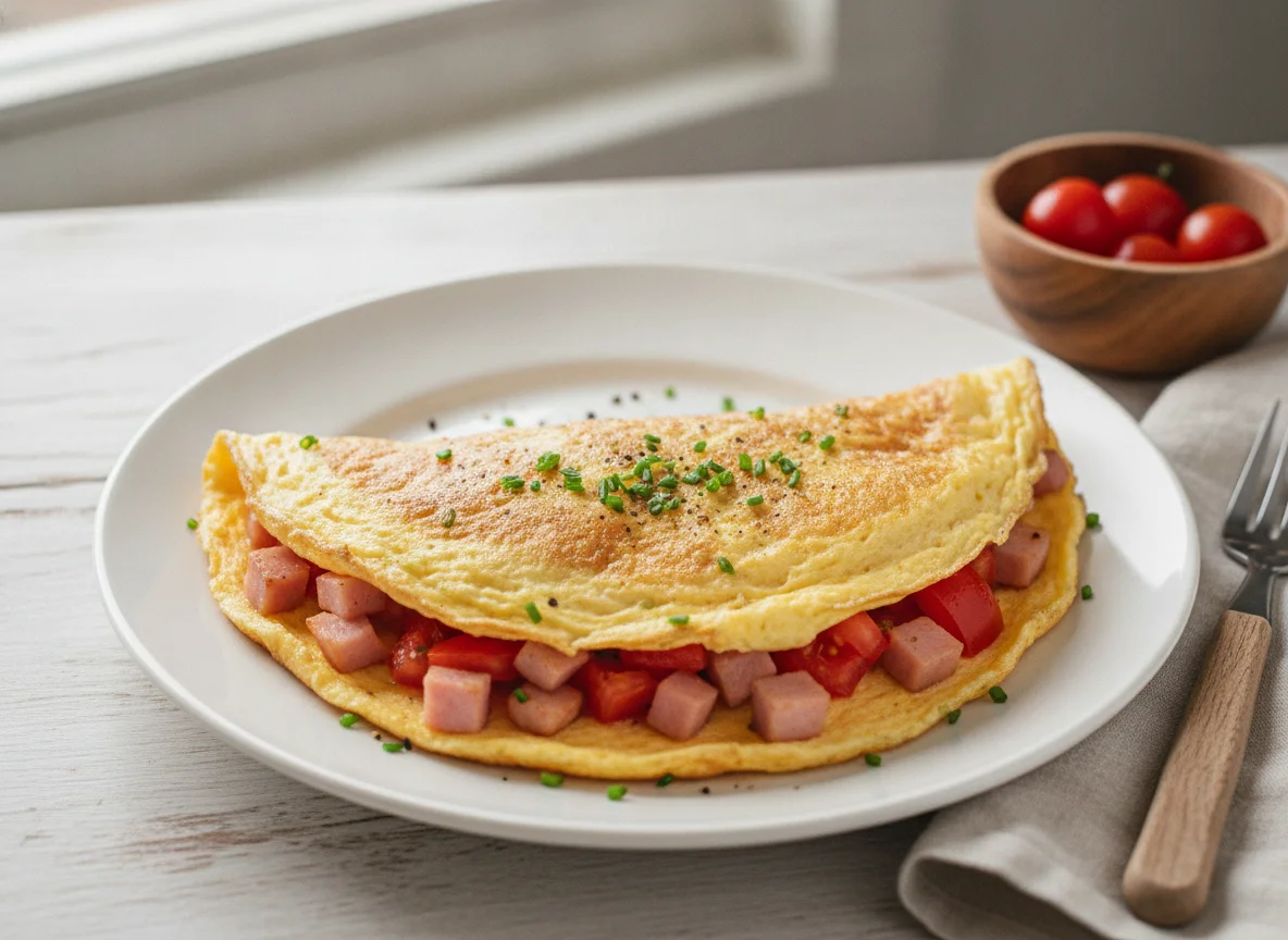 Omelet with Ham and Tomato photo