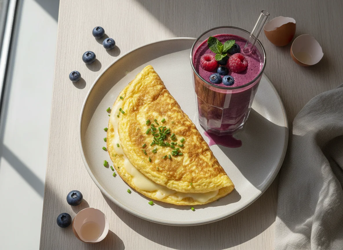 Omelette and Berry Smoothie photo