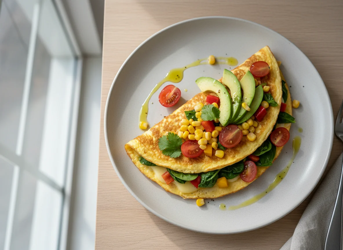 Omelette with Avocado and Vegetables photo