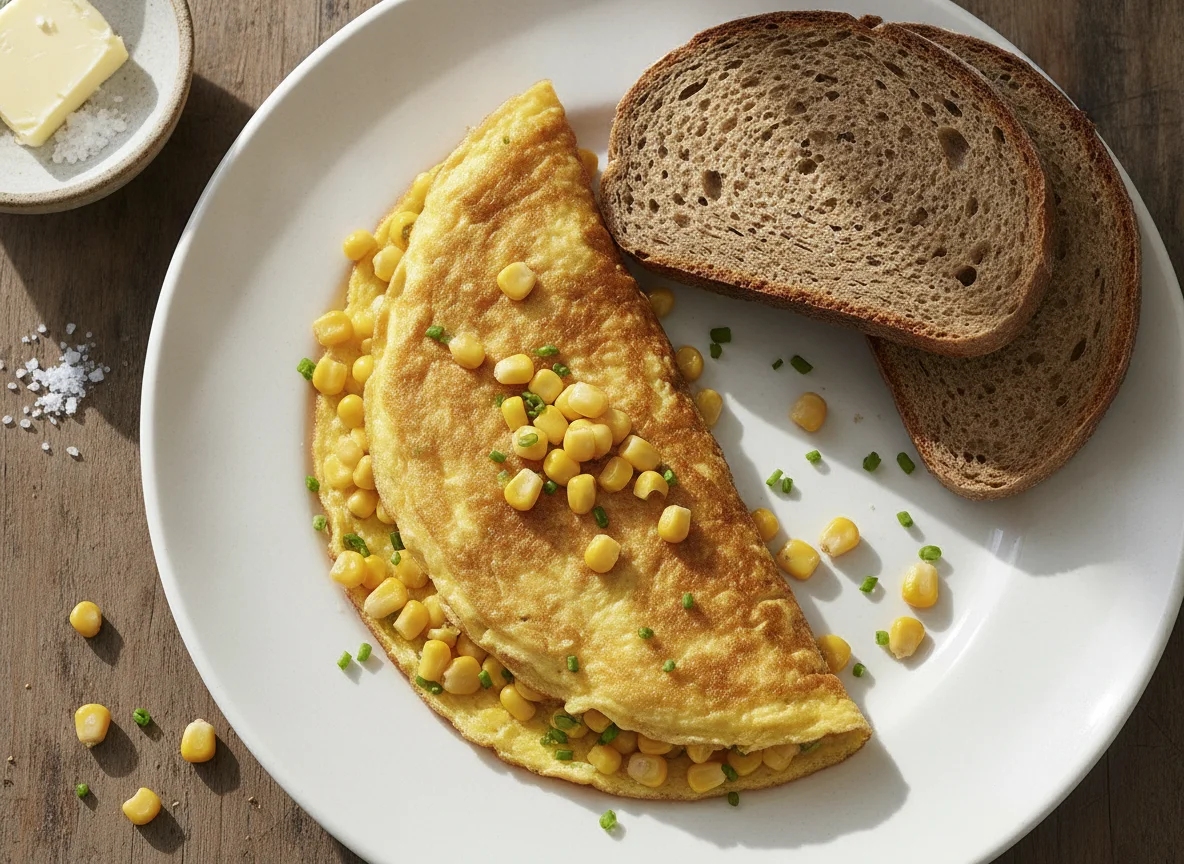 Omelette with bread photo