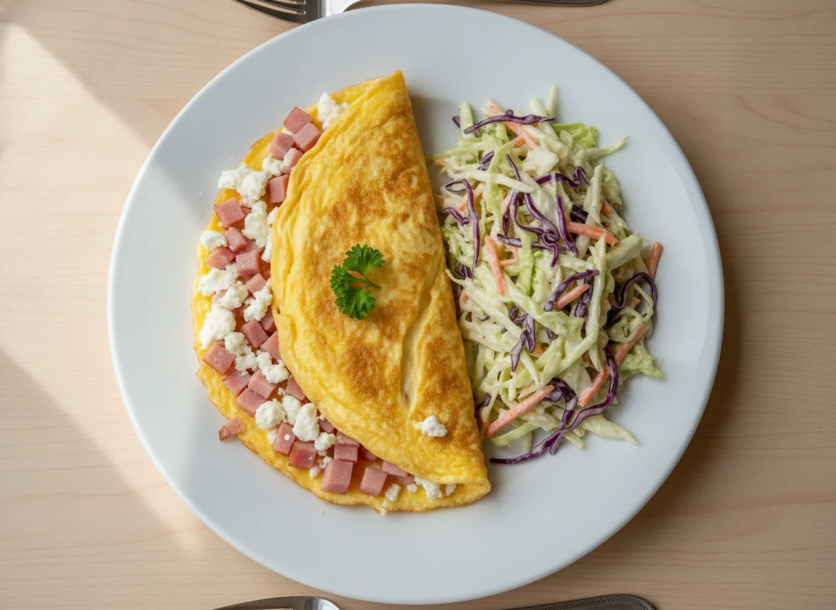 Omelette with Cheese and Coleslaw photo