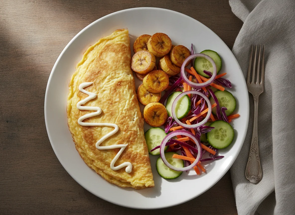 Omelette with Fried Plantain and Side Salad photo