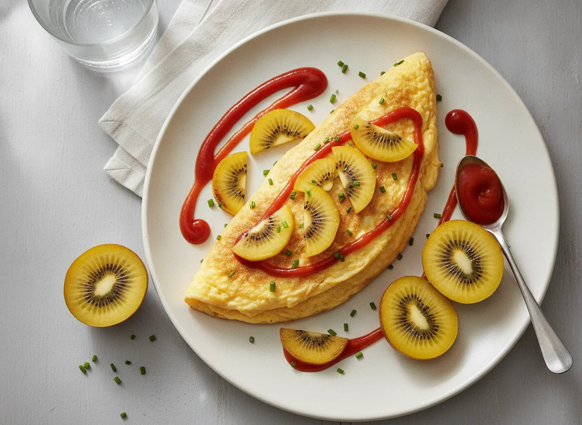 Omelette with Golden Kiwi and Sauce photo