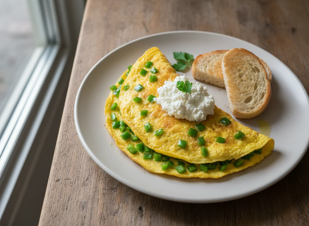 Omelette with Green Peppers and Cottage Cheese photo