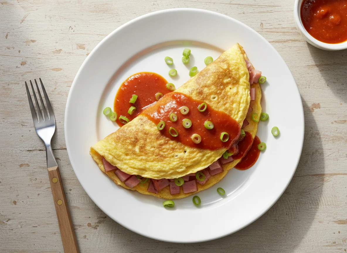Omelette with Ham and Chili Sauce photo