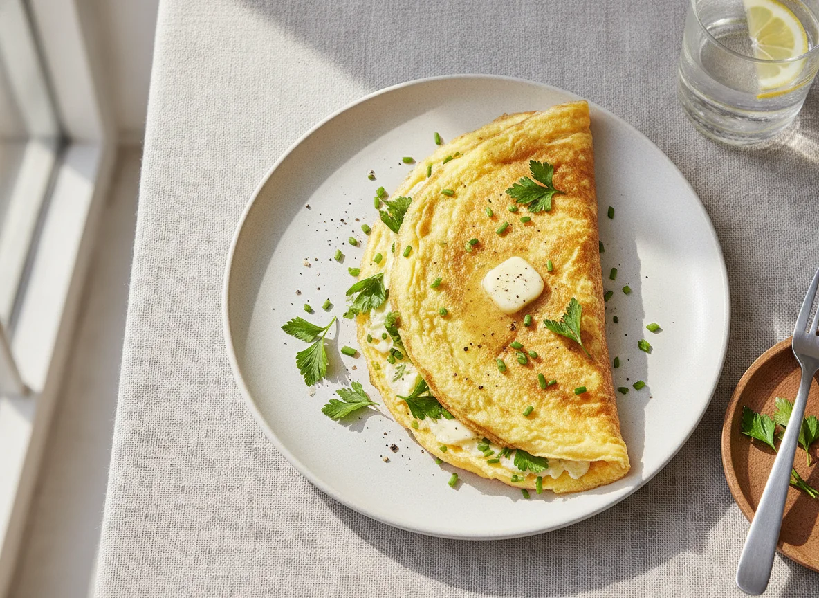 Omelette with herbs photo