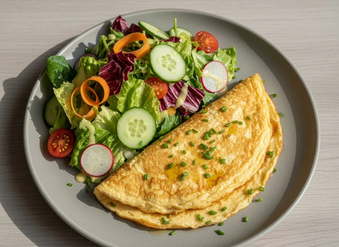 Omelette with Mixed Green Salad photo