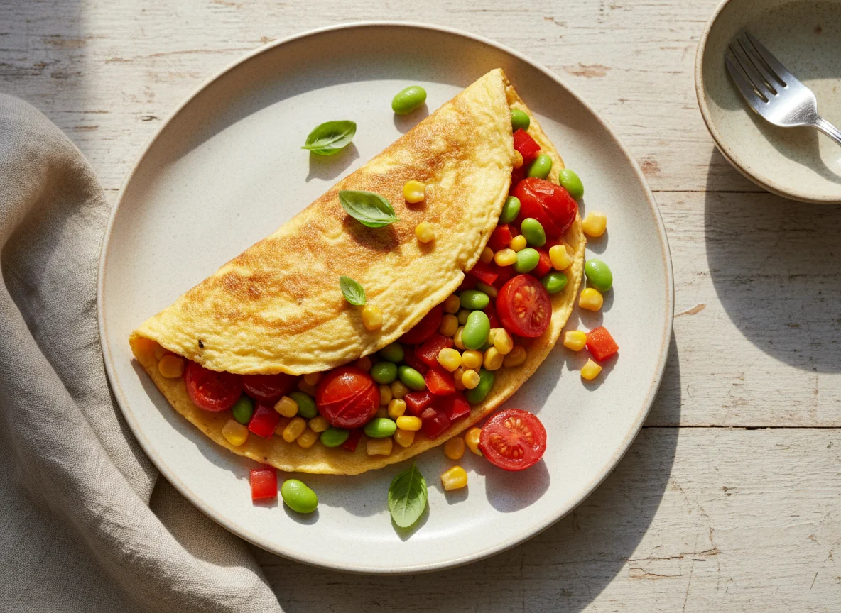 Omelette with mixed vegetables photo