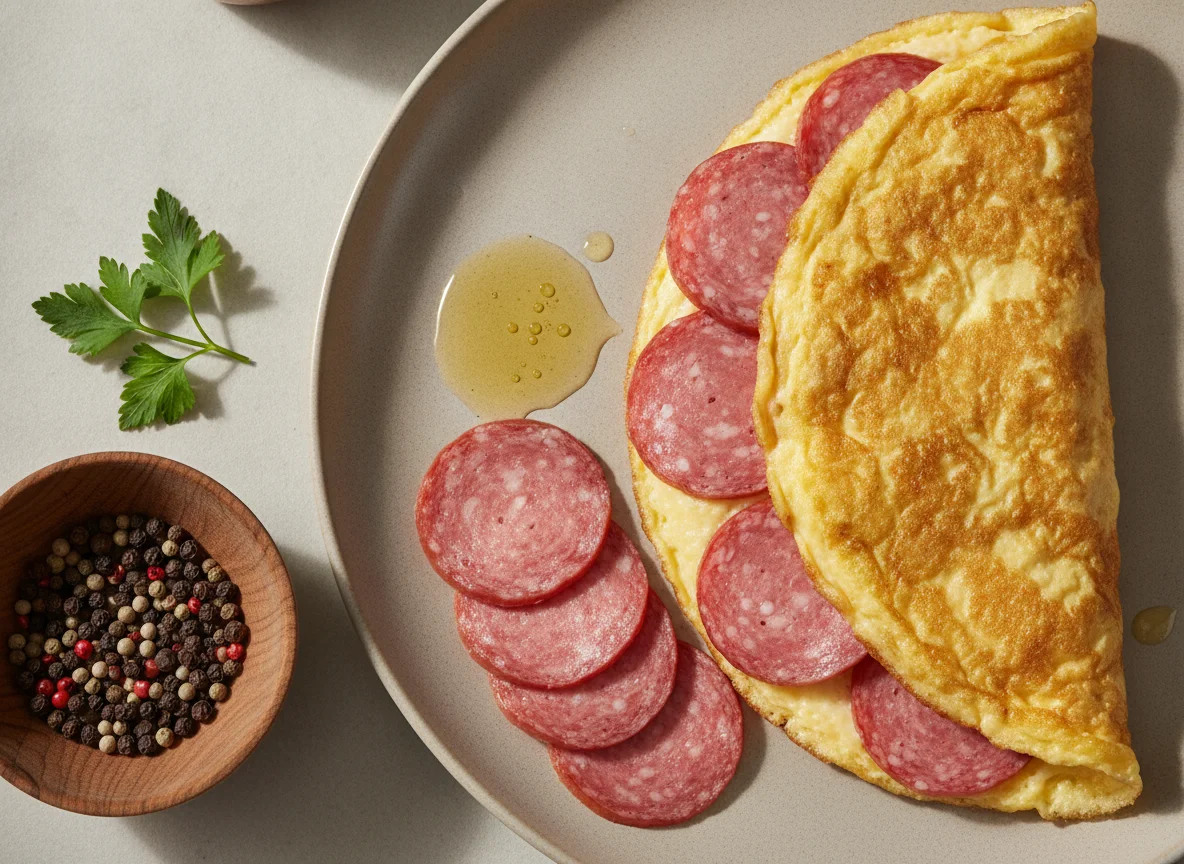 Omelette with Salami photo