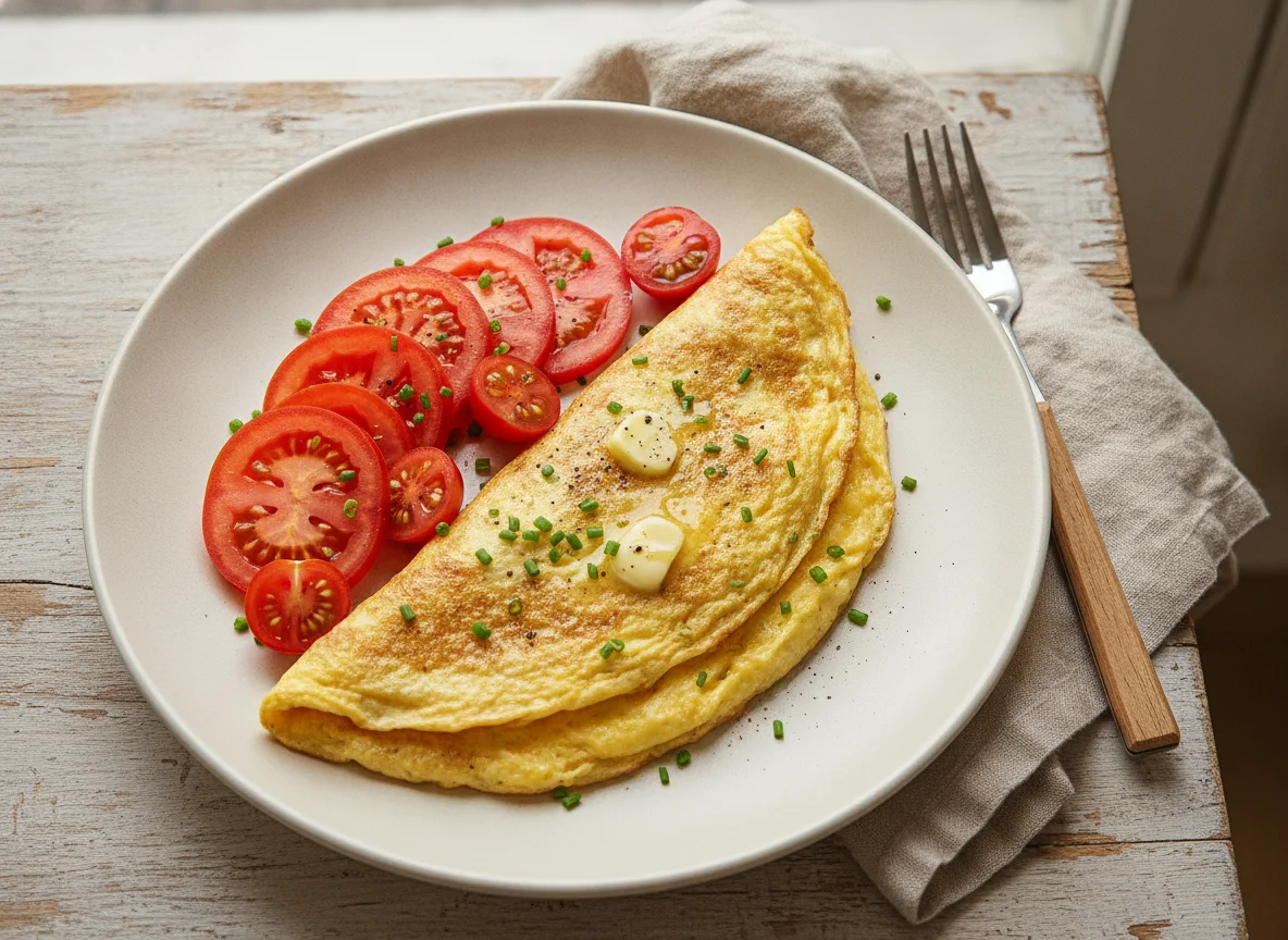 Omelette with Sliced Tomatoes photo